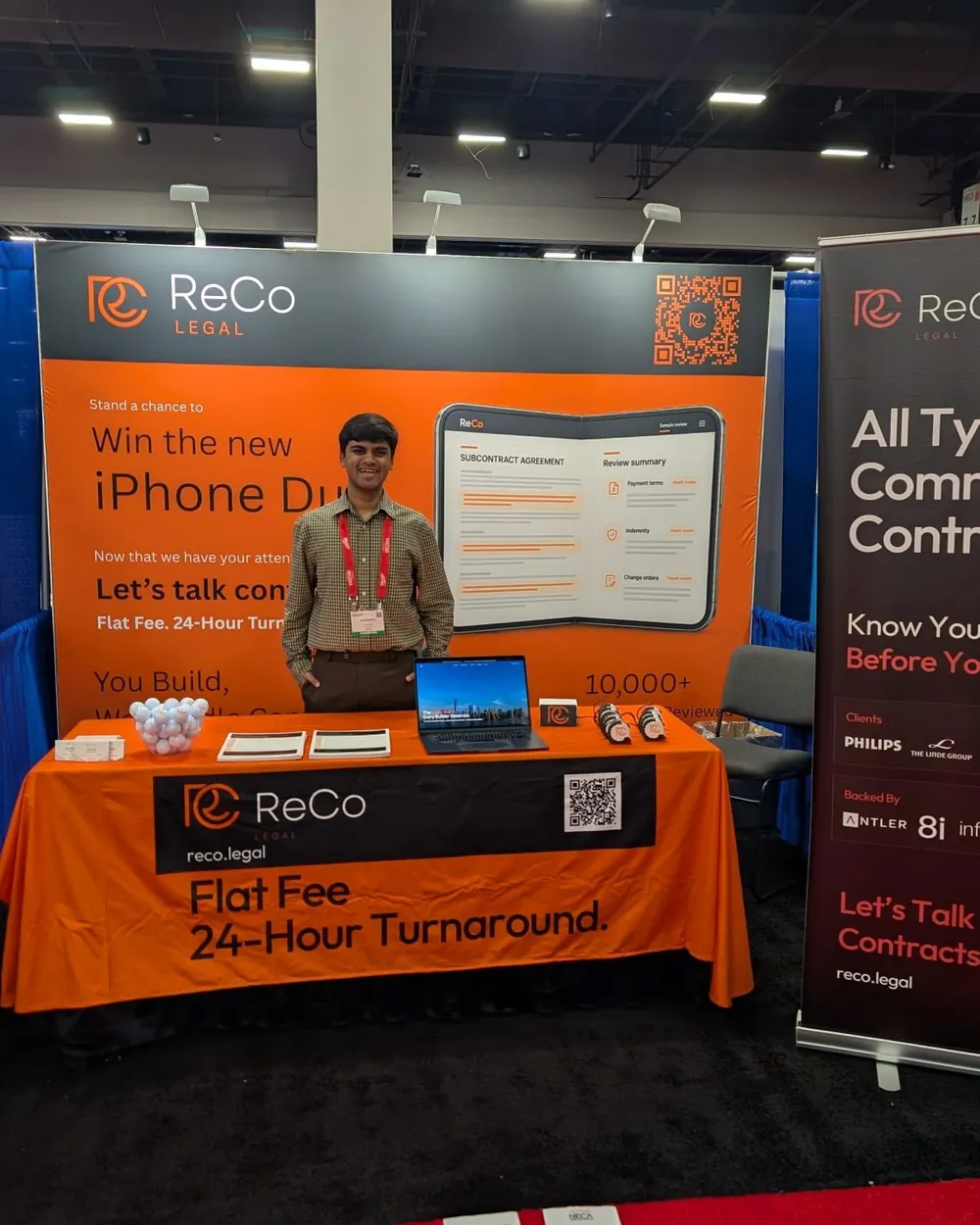 Rajat Raghuram at the ReCo.Legal booth at NECA 2026